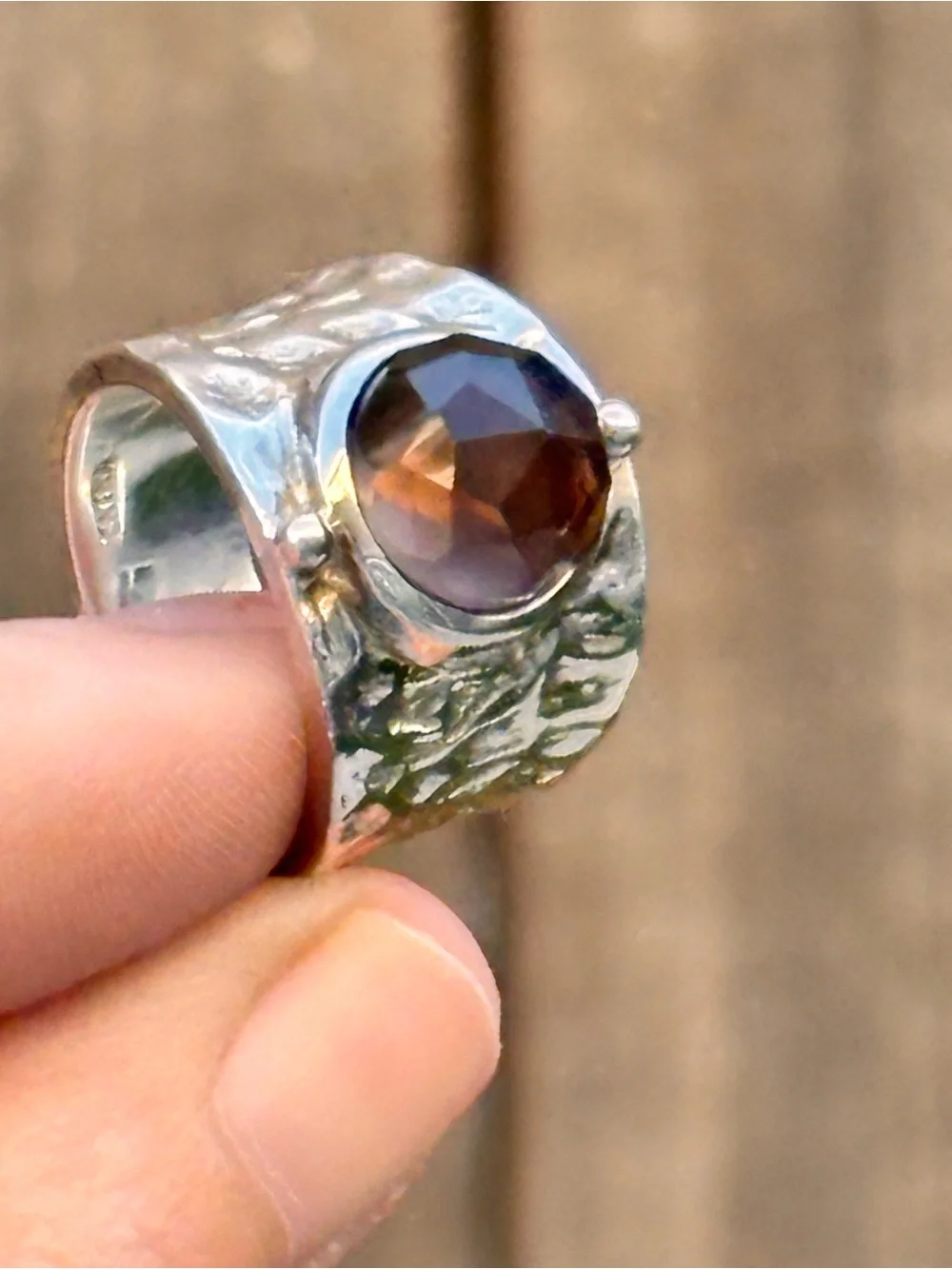 Designer 925 Sterling Sterling Silver Smokey Quartz Ring - Size 6